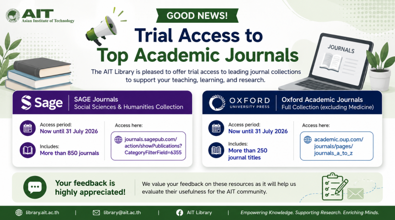 Trial Access to SAGE and Oxford Academic Journals